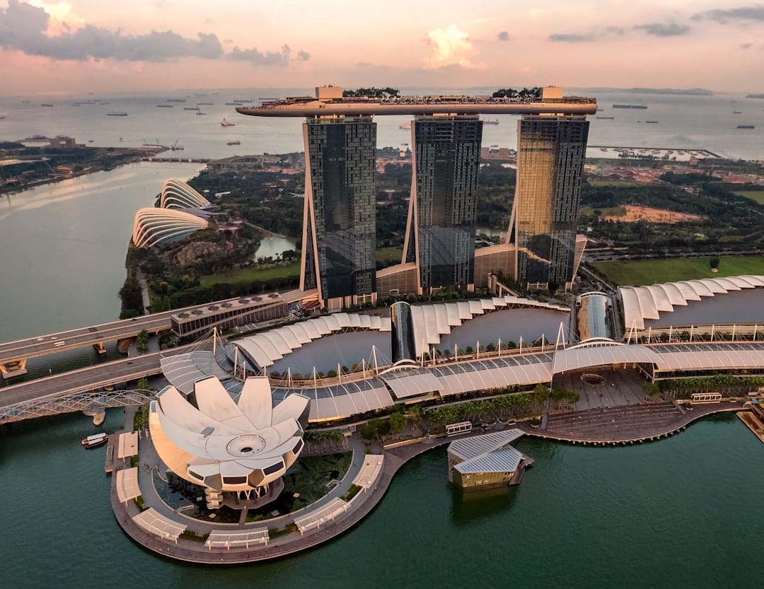 Marina Bay Sands and the ArtScience Museum on Marina Bay, Singapore