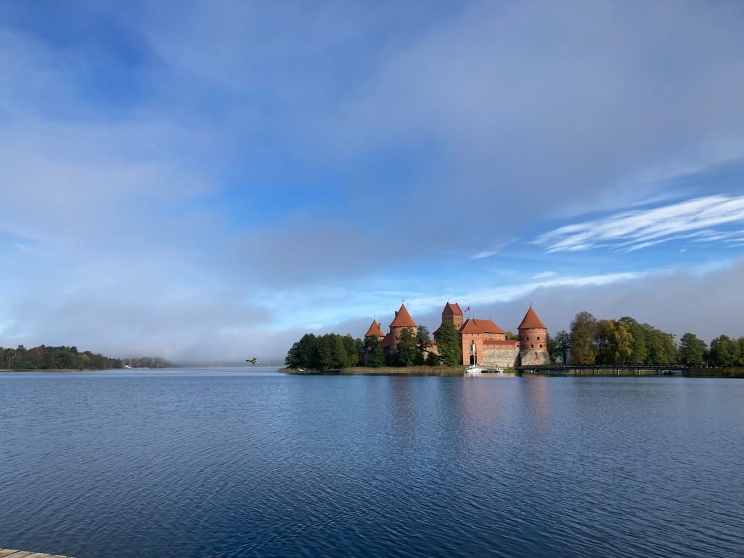 Trakai Island Castle, a red-brick Gothic fortress on Lake Galve near Vilnius