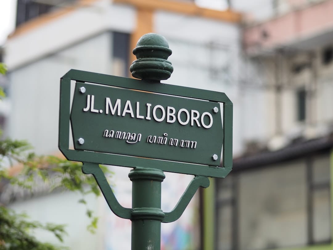 Street signage on Jalan Malioboro, Yogyakarta's main thoroughfare