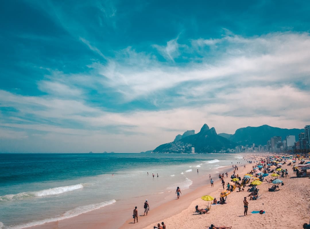 Copacabana beach and promenade curving along the Atlantic in Rio de Janeiro
