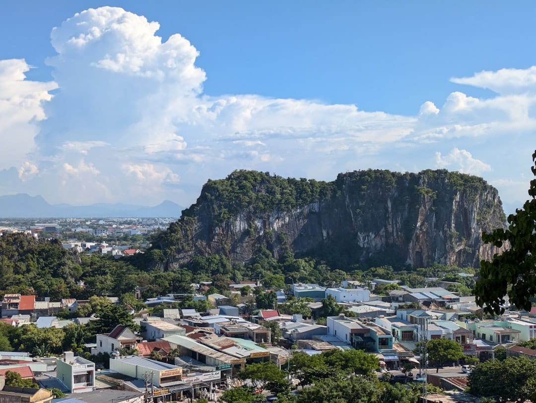 A view of the Marble Mountains rising above Da Nang