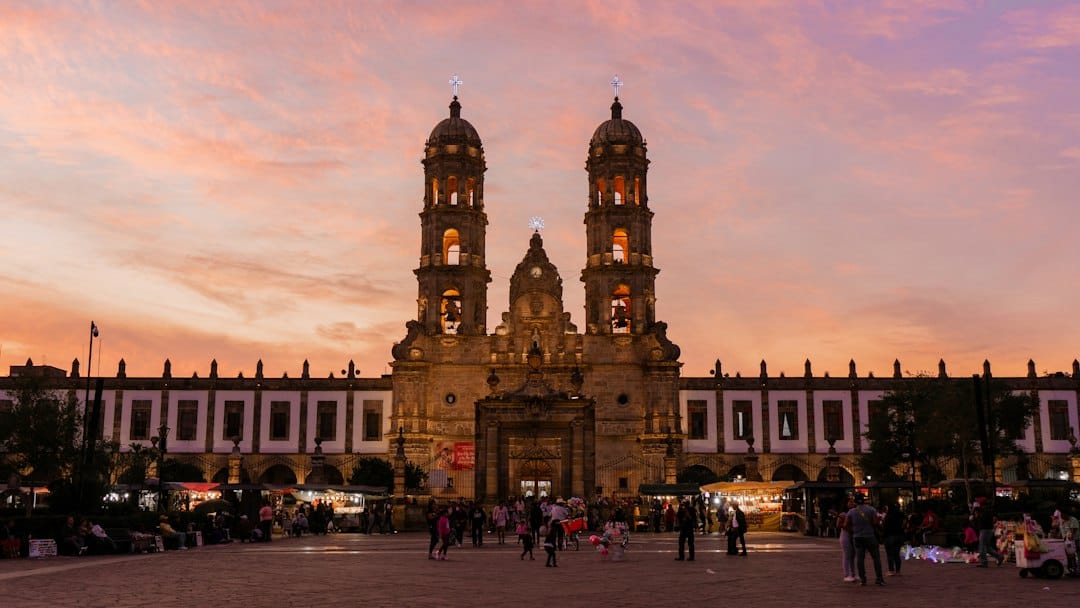 The stone facade of the Basílica de Zapopan in Guadalajara