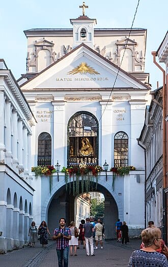 The Gate of Dawn (Ausros Vartai) with its chapel above the archway in Vilnius