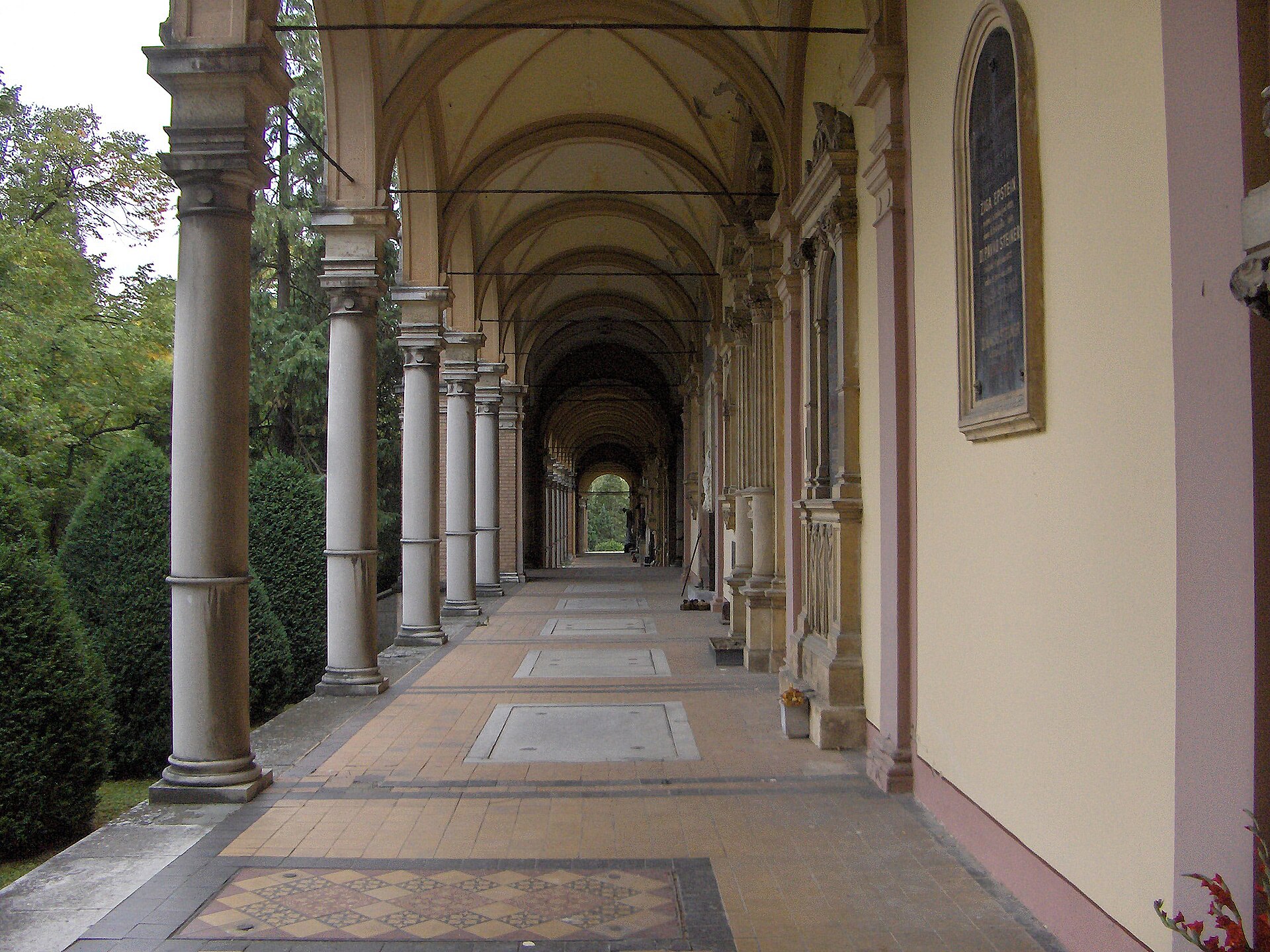 The vaulted arcades of Mirogoj Cemetery in Zagreb