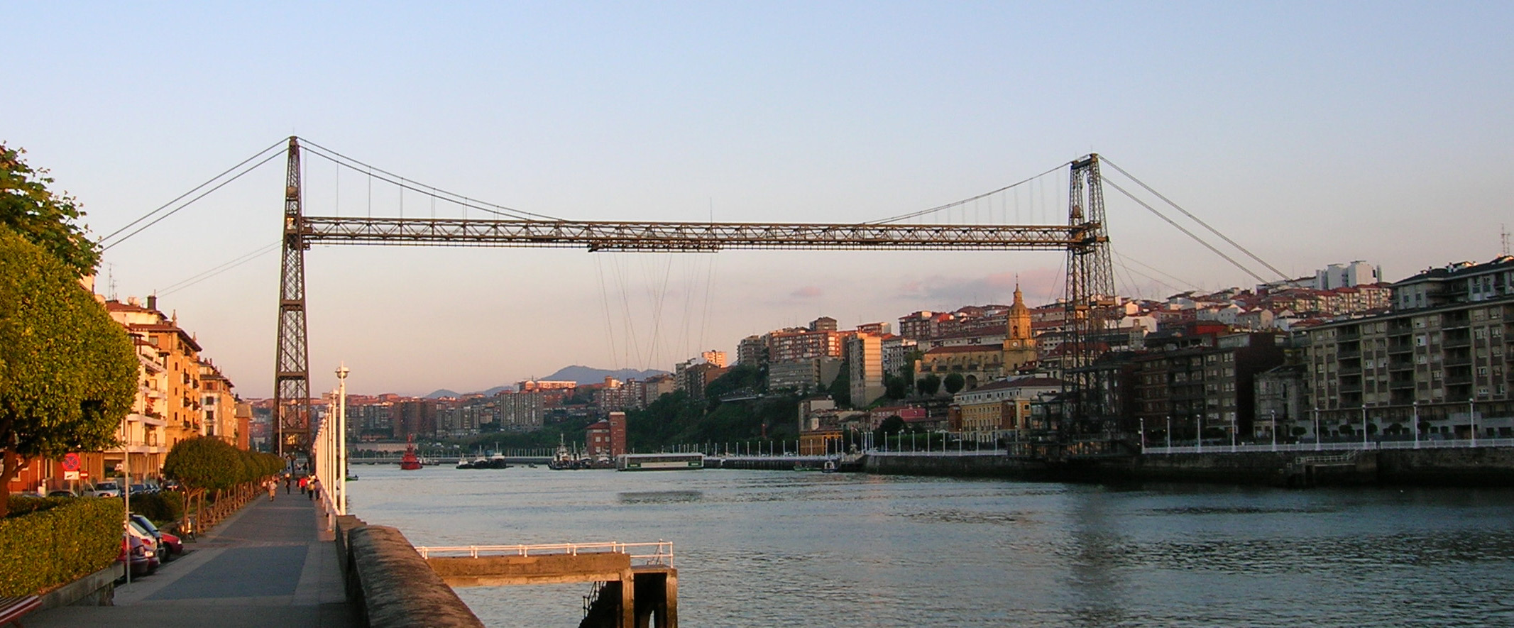 The Vizcaya Bridge, a 19th-century iron transporter bridge over the Nervión estuary between Portugalete and Getxo