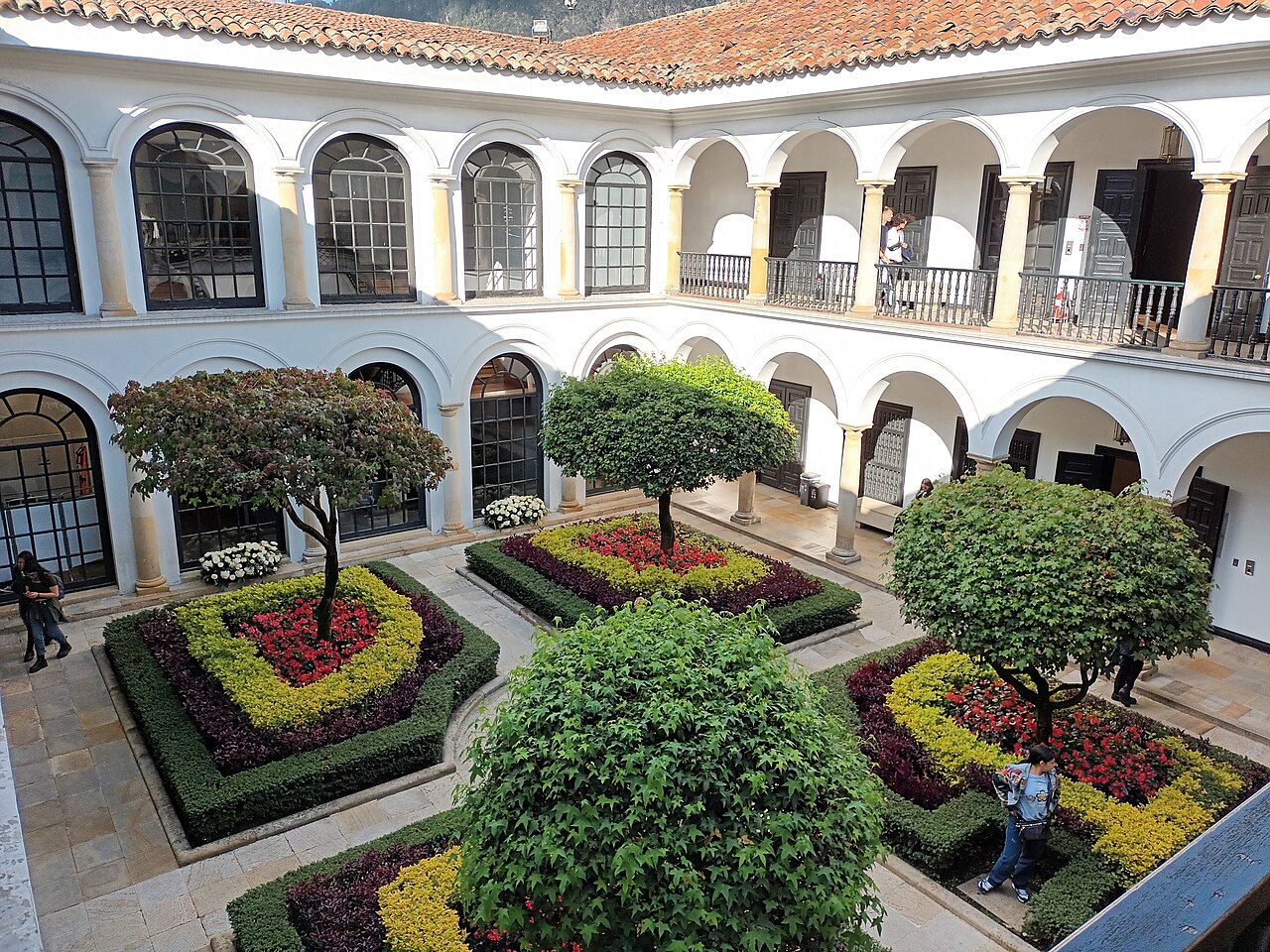 The colonial courtyard patio of the Museo Botero in La Candelaria, Bogotá