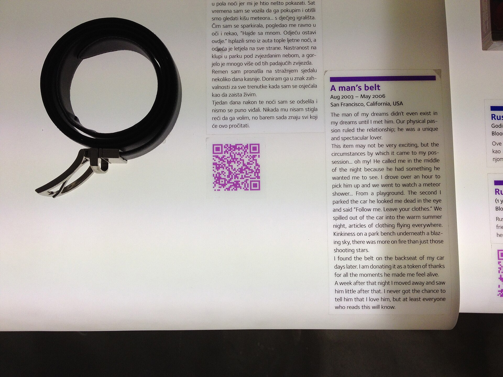 An exhibit of donated objects and their stories at the Museum of Broken Relationships in Zagreb