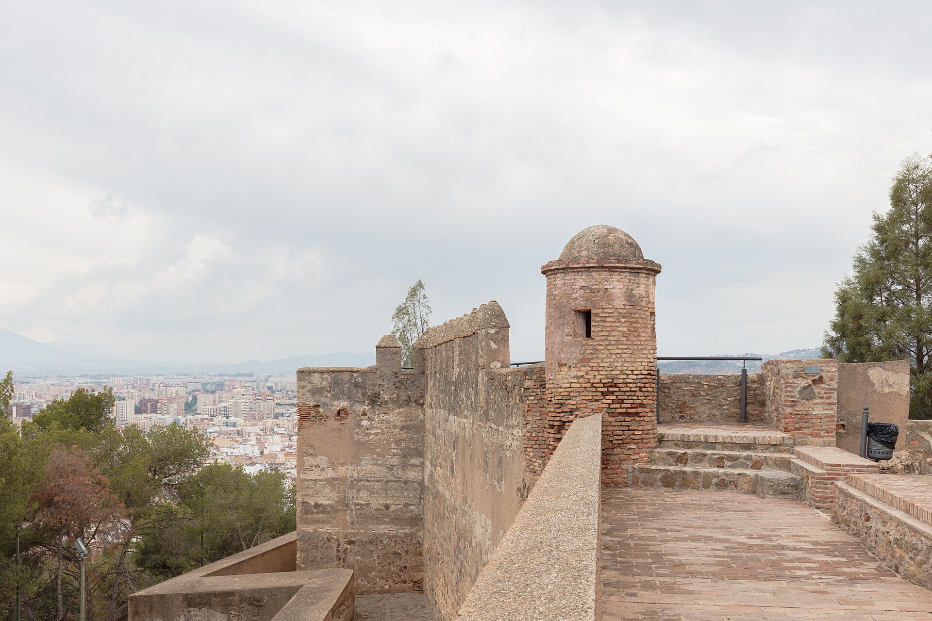 Watchtower on the ramparts of Gibralfaro castle above Málaga