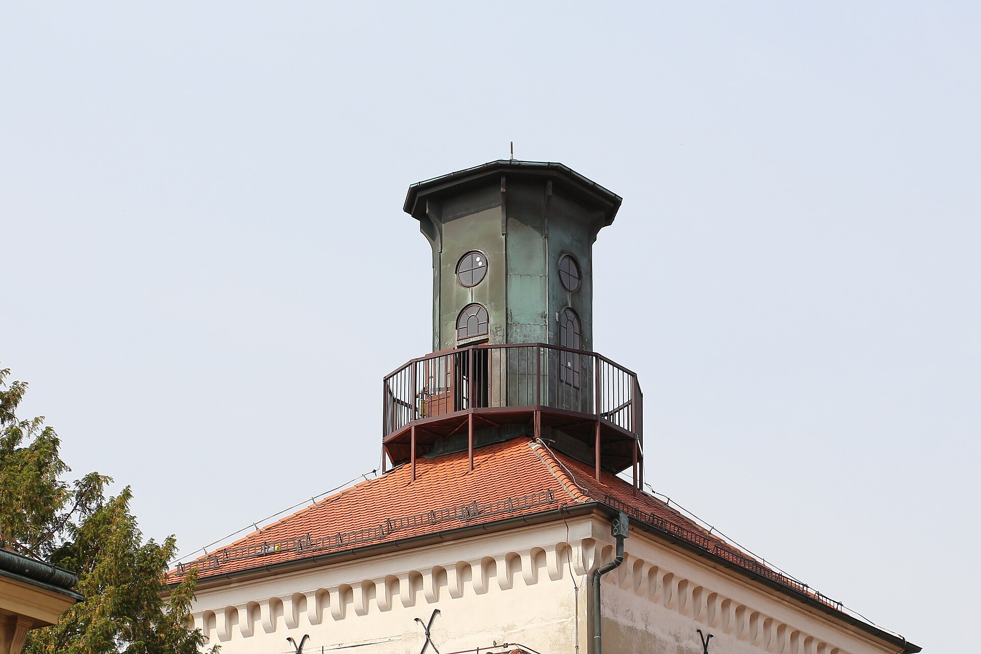 The upper viewing gallery of Lotrščak Tower in Zagreb