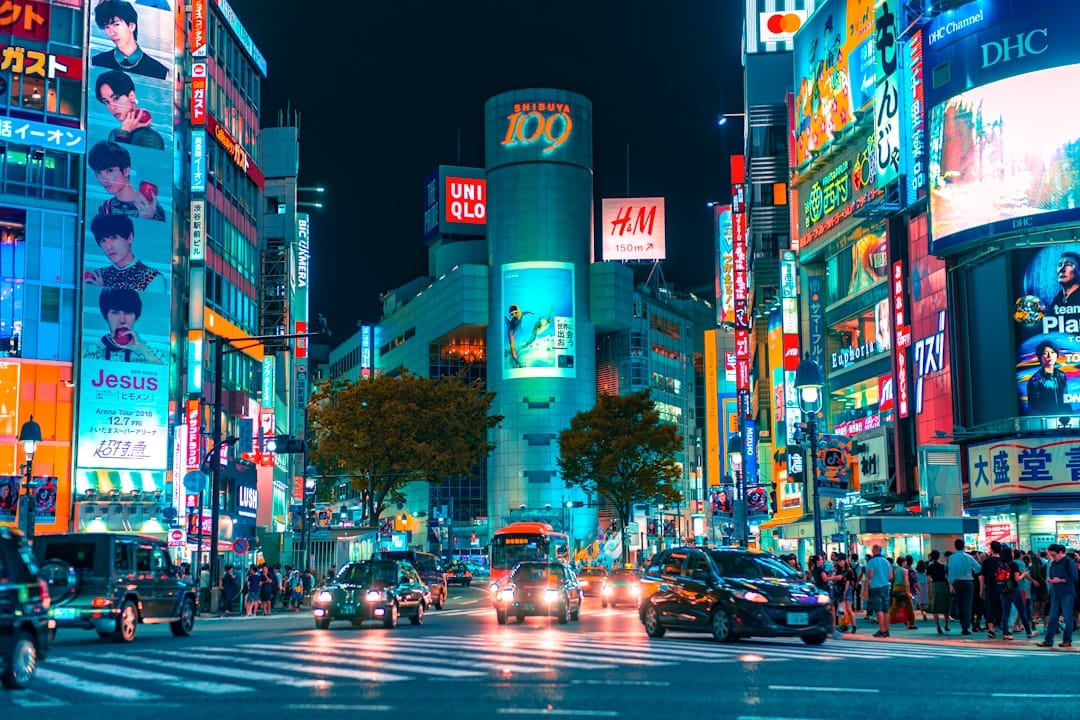 Shibuya Scramble Crossing seen from above, Tokyo