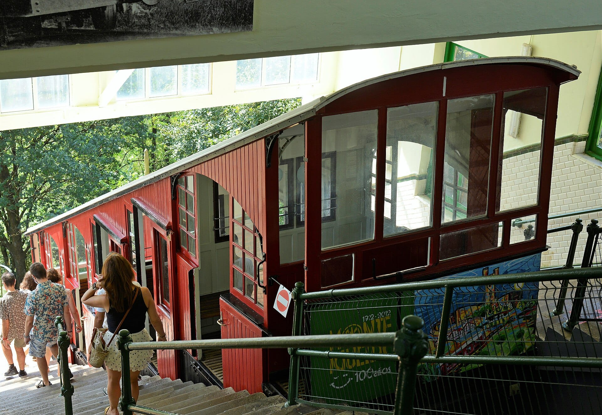 The historic funicular railway climbing Monte Igueldo in San Sebastián