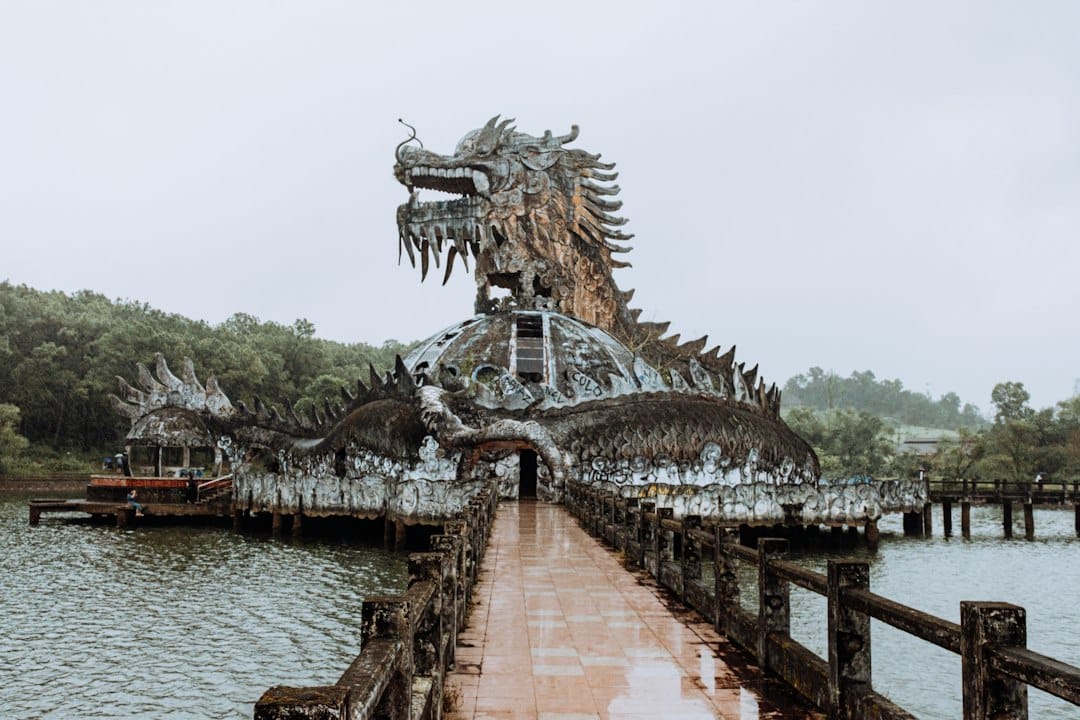 The concrete dragon at the abandoned Ho Thuy Tien water park south of Hue