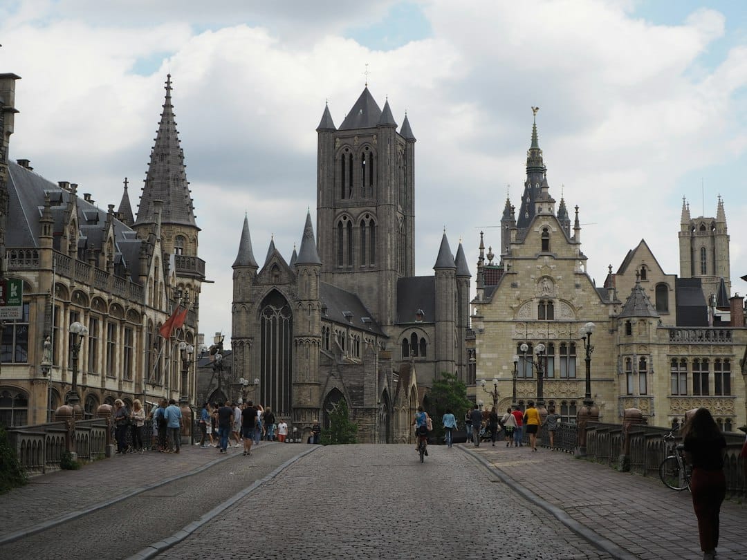 A quiet cobbled lane in the historic Patershol quarter of Ghent