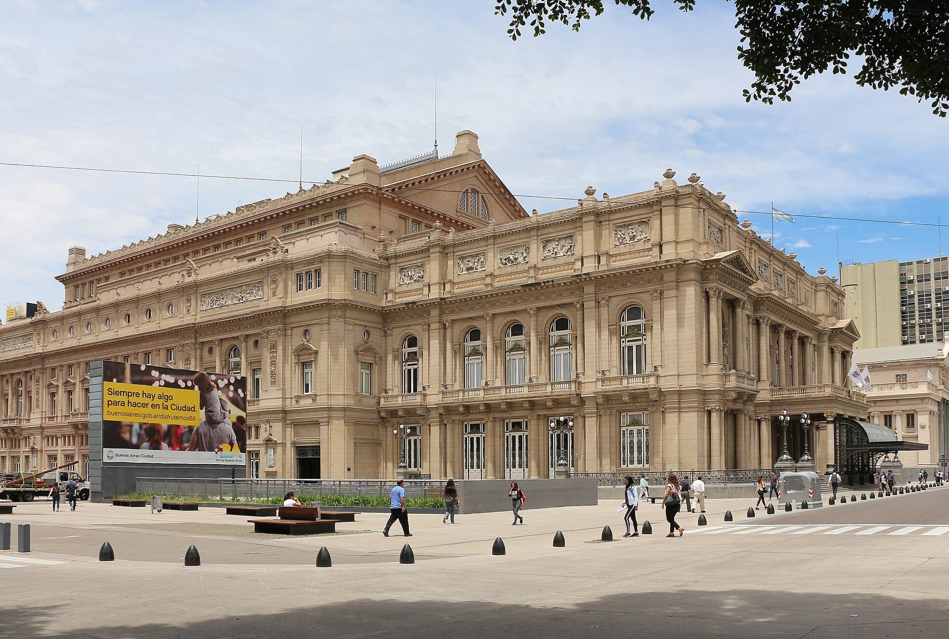 The ornate facade of Teatro Colón opera house in Buenos Aires